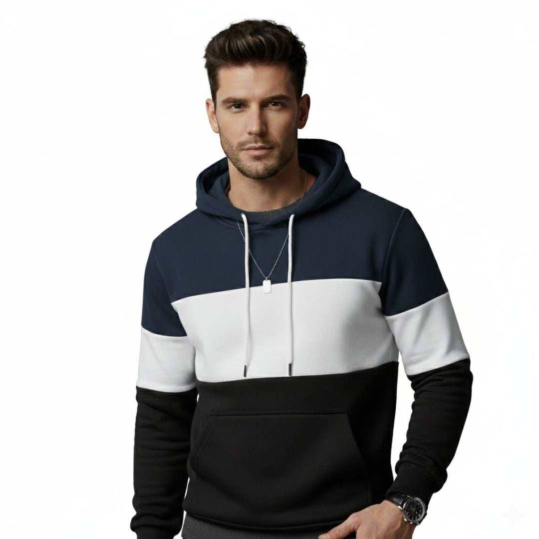 3 colour Cotton Fleece Hoodie