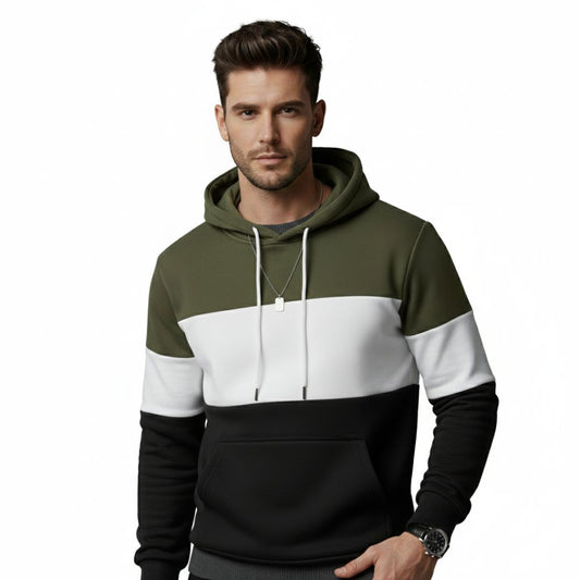 3 colour Cotton Fleece Hoodie