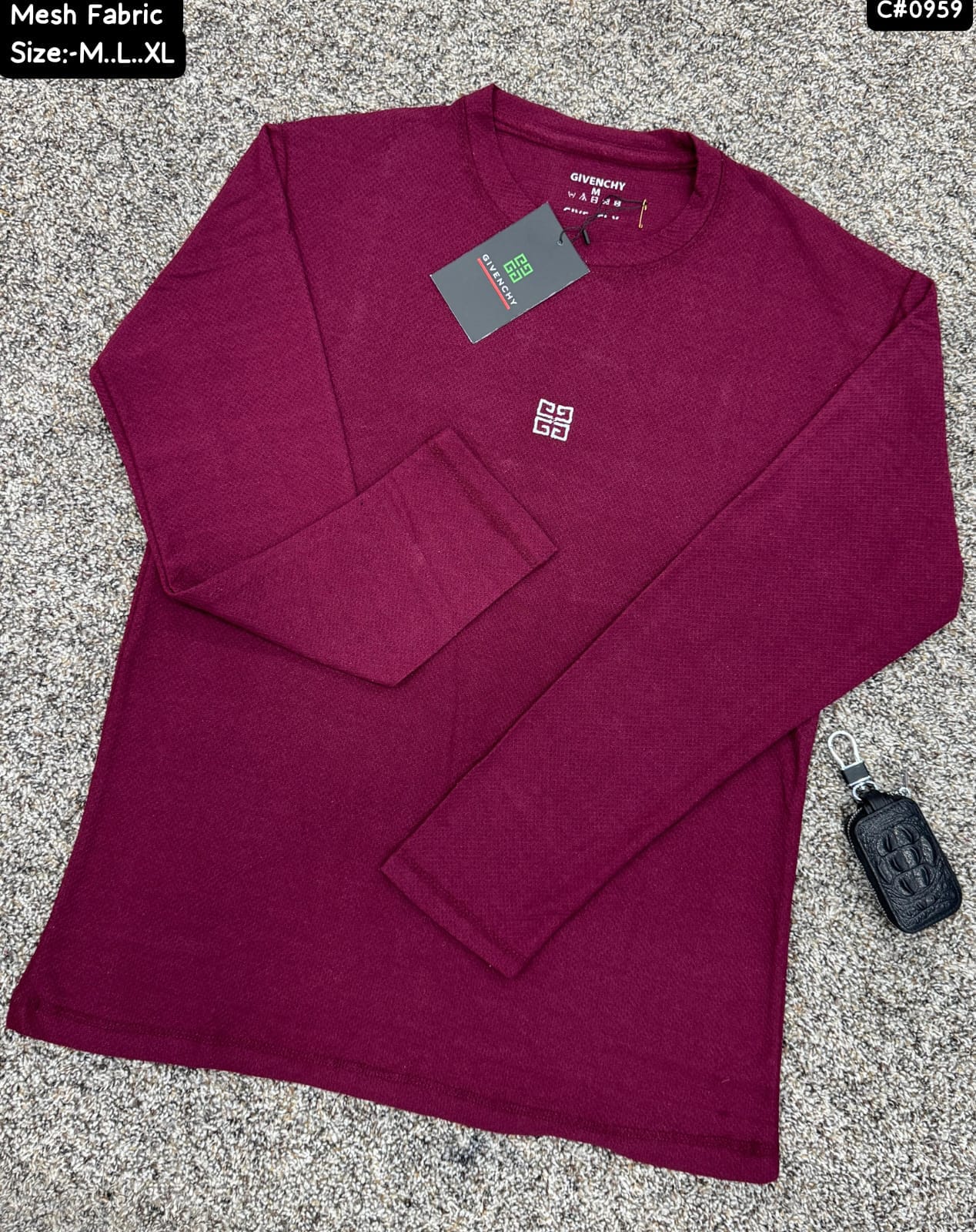 Givenchy-Inspired Men's Mesh Fabric Full-Sleeve T-Shirt - Breathable Comfort