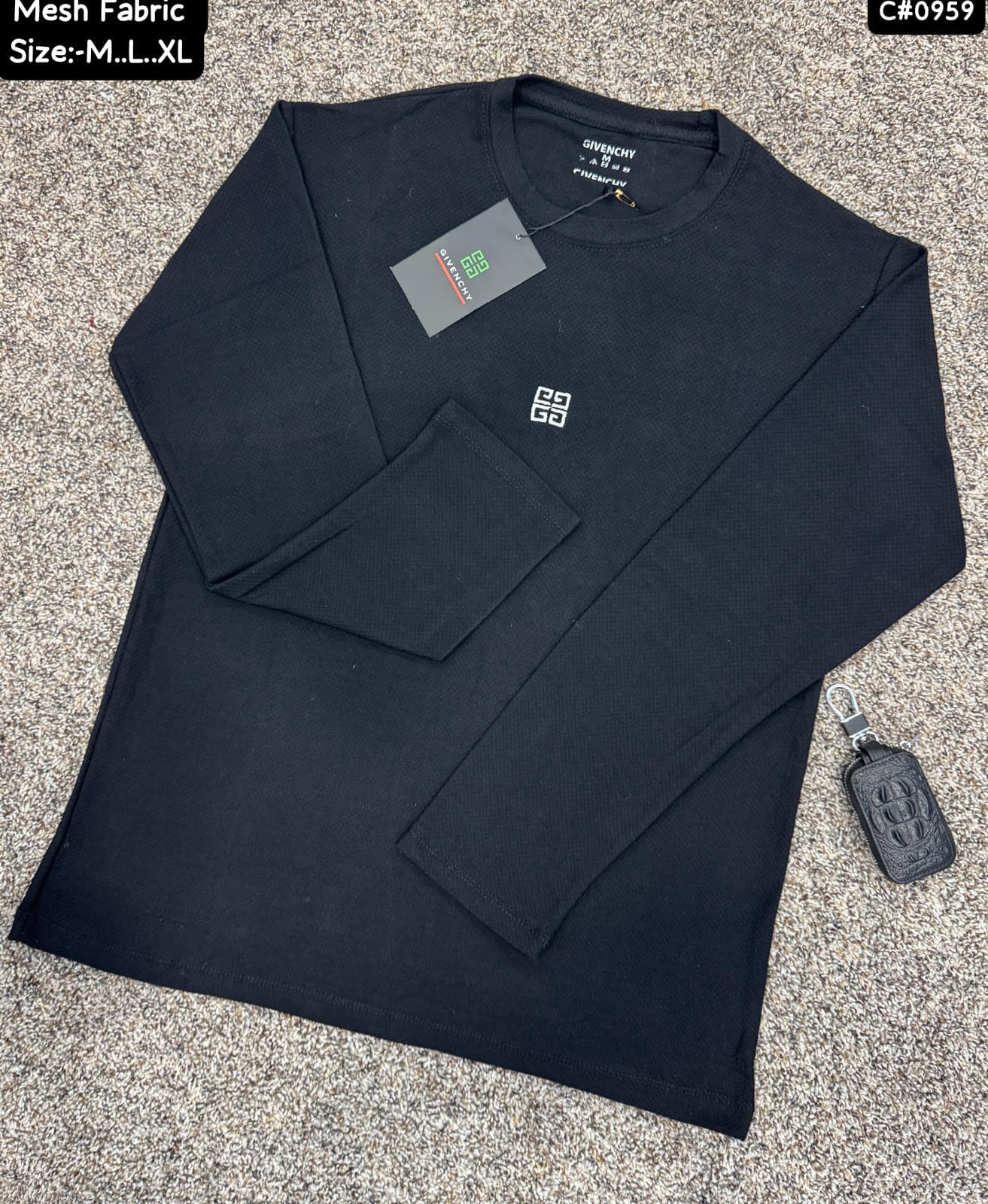 Givenchy-Inspired Men's Mesh Fabric Full-Sleeve T-Shirt - Breathable Comfort