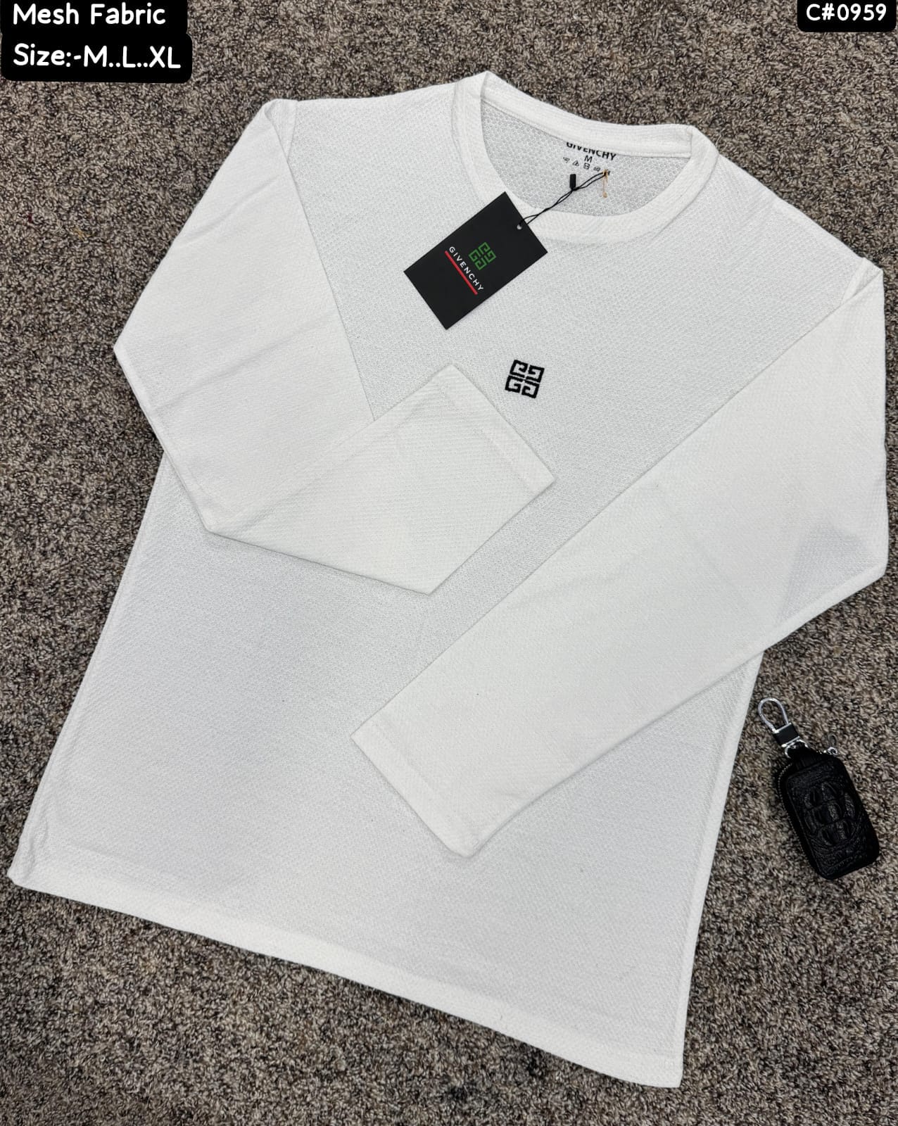 Givenchy-Inspired Men's Mesh Fabric Full-Sleeve T-Shirt - Breathable Comfort
